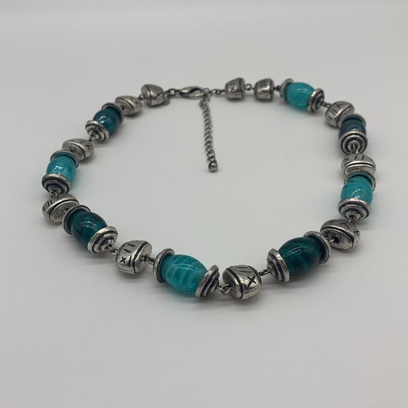 Premier Design Tribal Necklace with Oval Turquoise & Teal Colored Beads - Picture 2 of 9